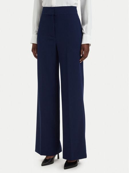 HUGO Spodnie materiałowe Himia-1 50566604 Granatowy Wide Leg. Niebieskie spodnie materiałowe damskie Hugo, bez wzorów, z materiału. Za 639.99 zł.