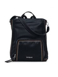 Desigual Plecak Trama Pretoria 25SAKP21 Czarny. Czarne plecaki damskie Desigual, bez wzorów, ze skóry. Za 199.99 zł.