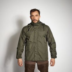 Kurtka outdoor wodoodporna Solognac 100. Brązowe kurtki męskie SOLOGNAC, l, bez wzorów, z materiału, bez kaptura. Za 149.99 zł.