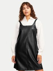 JJXX Sukienka z imitacji skóry Stella 12262769 Czarny Regular Fit. Czarne sukienki damskie JJXX, l, bez wzorów, ze skóry, bez kołnierzyka, bez ramiączek. Za 109.99 zł.