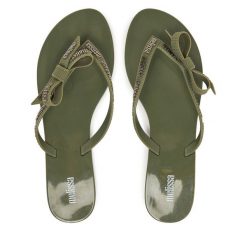 Japonki Melissa. Zielone klapki damskie Melissa, bez wzorów, bez obcasa. Za 199.99 zł.
