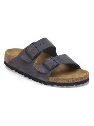 Birkenstock Skórzane klapki "Arizona" w kolorze antracytowym rozmiar: 41. Szare klapki damskie Birkenstock, bez wzorów, ze skóry, bez obcasa. Za 418.69 zł.