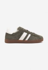 Ciemnobeżowe Buty Sportowe z Naturalnego Zamszu Palarwena. Brązowe buty sportowe na co dzień męskie Born2be, z jeansu, bez zapięcia. Za 129.99 zł.