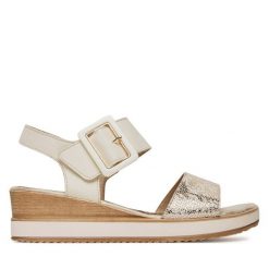 Sandały Remonte. Brązowe sandały damskie Remonte, bez wzorów, bez obcasa, na koturnie. Za 279.99 zł.