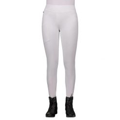 Legginsy jeździeckie z silikonowym gripem dla kobiet QHP Kae. Białe legginsy damskie QHP, m, bez wzorów, z elastanu. Za 327.50 zł.