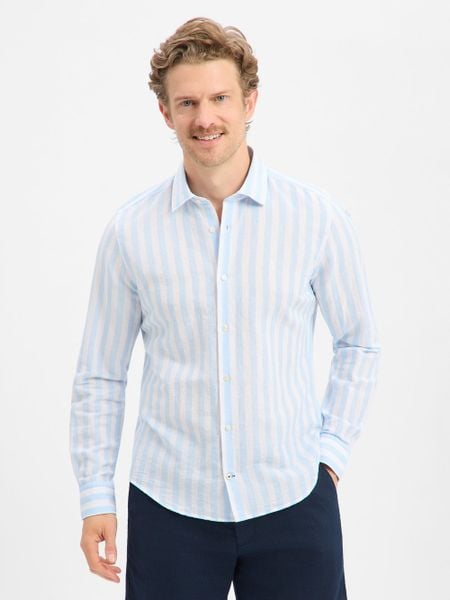 JOOP! koszula casual z zawartością lnu - Pit1 Mężczyźni Slim Fit len niebieski, 42. Niebieskie koszule męskie Joop!, m, bez wzorów, z bawełny, bez kołnierzyka, bez ramiączek. Za 479.95 zł.