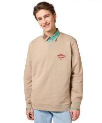 MESKA BLUZA WRANGLER SMALL LOGO CREW TIMBERWOLF 112364092. Bluzy bez kaptura męskie Wrangler, l. Za 149.99 zł.