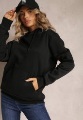 Czarna Bluza z Kapturem i Sznurkami oraz Kieszenią Wykończona Ściągaczami Vrokira. Czarne bluzy z kapturem damskie Renee, xl, z bawełny. Za 69.99 zł.