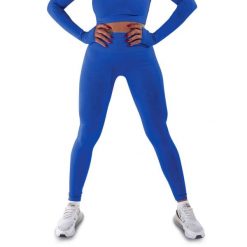 Techniczne legginsy z efektem push-up i idealną sylwetką. Niebieskie legginsy sportowe damskie R-EVENGE, m, bez wzorów, z elastanu, na fitness i siłownię. Za 195.88 zł.