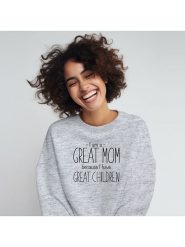 WOOOP Bluza "I am a great Mom because I have great children" w kolorze szarym rozmiar: M. Szare bluzy bez kaptura damskie Wooop, m, z bawełny. Za 114.17 zł.