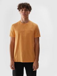 4F T-shirt regular z nadrukiem męski - pomarańczowy S. Brązowe t-shirty męskie 4f, m, bez wzorów, z bawełny, bez kołnierzyka. W wyprzedaży za 29.99 zł.