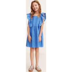 Mango Kids - Sukienka dziecięca Orquidea 110-128 cm. Niebieskie sukienki dziewczęce Mango Kids, bez wzorów, z bawełny, casualowe, bez ramiączek, krótkie. W wyprzedaży za 59.90 zł.