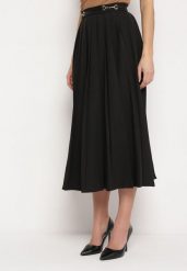 Czarna Plisowana Spódnica Rozkloszowana z Klamerkami w Talii Drucila. Czarne spódniczki damskie Born2be, m, bez wzorów, eleganckie, maxi, rozkloszowane. Za 179.99 zł.