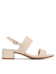 ECCO Sandały Liva 25030301378 Écru. Białe sandały damskie ECCO, bez wzorów, ze skóry, bez obcasa, na słupku. Za 569.99 zł.