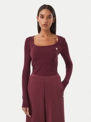 Guess Bluzka V4BP07 K8RT2 Bordowy Slim Fit. Czerwone topy sportowe damskie Guess, l, z aplikacjami, z wiskozy, bez ramiączek. Za 194.99 zł.