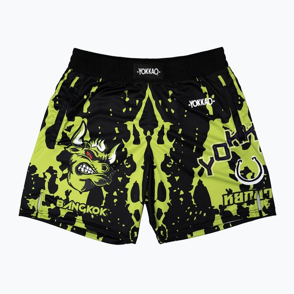 Spodenki treningowe męskie YOKKAO Angry Bull Workout. Czarne szorty sportowe męskie YOKKAO, m, z materiału, na fitness i siłownię. Za 189.99 zł.