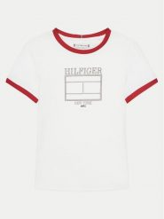 Tommy Hilfiger T-Shirt KG0KG08528 D Biały Regular Fit. Białe koszulki dziewczęce Tommy Hilfiger, bez wzorów, z bawełny, bez ramiączek. Za 79.99 zł.
