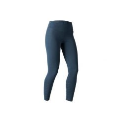 Legginsy slim Gym & Pilates 900 damskie. Niebieskie legginsy damskie DOMYOS, l, bez wzorów, z bawełny, z podwyższonym stanem, na fitness i siłownię. W wyprzedaży za 39.99 zł.