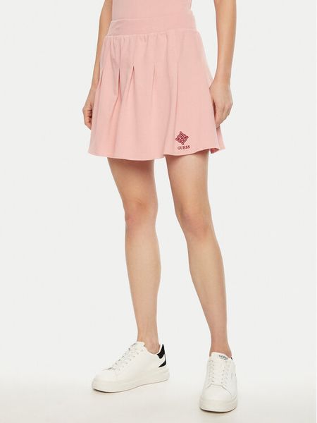 Guess Spódnica mini V5RD00 KCOK1 Różowy Regular Fit. Czerwone spódniczki damskie Guess, l, z aplikacjami, z bawełny, mini. Za 159.99 zł.