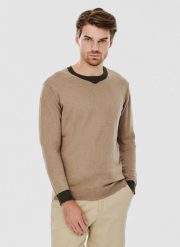 PAKO LORENTE – Melanżowy sweter męski. Brązowe swetry męskie Pako Lorente, na jesień, l, bez wzorów, z bawełny, bez kołnierzyka. Za 149.99 zł.