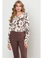 &Co Woman Koszulka "Vigo" w kolorze brązowo-kremowym rozmiar: XXL. Brązowe bluzki damskie &Co Woman, xxl, z aplikacjami, bez kołnierzyka, bez ramiączek. Za 244.80 zł.