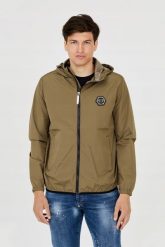 PHILIPP PLEIN Męska kurtka wiatrówka zielona. Zielone kurtki męskie Philipp Plein, m, bez wzorów, z kapturem. W wyprzedaży za 999.99 zł.