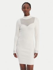 Guess Jeans Sukienka dzianinowa W6RK61 Z4842 Biały Regular Fit. Białe sukienki damskie Guess Jeans, m, z aplikacjami, z dzianiny, bez kołnierzyka, bez ramiączek. Za 529.99 zł.