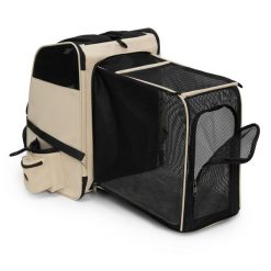 Plecak do wędrówek z psem lub kotem MAXICARRY XL PETRIVE do 12 kg. Brązowe plecaki męskie PETRIVE, bez wzorów, z materiału. Za 229.00 zł.