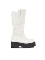 Tommy Jeans Kozaki Tjw Long Shaft Biker Boot EN0EN02376 Biały. Białe kozaki damskie Tommy Jeans, z jeansu, bez obcasa, na płaskiej podeszwie. Za 639.99 zł.