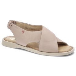 Różowe Sandały Nessi Wygodne Skórzane Buty. Czerwone sandały damskie Nessi, z aplikacjami, ze skóry, bez obcasa, na obcasie. Za 225.00 zł.