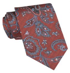 Klasyczny Krawat Męski CHATTIER - Miedziany Kolor, Kwiatowe Akcenty. Brązowe krawaty i muchy męskie Chattier, bez wzorów, z tkaniny, eleganckie. Za 49.00 zł.