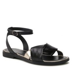 Sandały Lasocki. Czarne sandały damskie Lasocki, bez wzorów, bez obcasa, na płaskiej podeszwie. Za 169.99 zł.