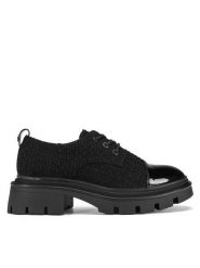 Nine West Oxfordy 8198-1A Czarny. Czarne półbuty damskie Nine West, bez wzorów, z materiału, bez obcasa. Za 174.99 zł.