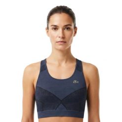 Top damski Lacoste Sport Seamless. Niebieskie topy sportowe damskie Lacoste, l, bez wzorów, z dzianiny, bez ramiączek. Za 197.00 zł.
