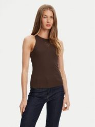 Guess Top W5GP57 KCV52 Brązowy Regular Fit. Brązowe topy damskie Guess, m, z aplikacjami, z syntetyku, bez kołnierzyka. Za 122.00 zł.