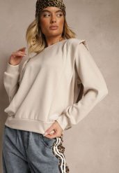 Beżowa Bluza z Wiskozą z Szerokimi Ramionami Alioris. Brązowe bluzy bez kaptura damskie Renee, z jeansu. Za 69.99 zł.