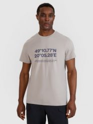 4F T-shirt regular z nadrukiem męski - szary L. Szare t-shirty męskie 4f, l, bez wzorów, z bawełny, bez kołnierzyka. W wyprzedaży za 49.99 zł.