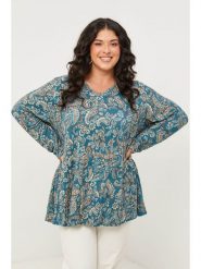 Curvy Lady Bluzka w kolorze niebieskim rozmiar: 44/46. Niebieskie bluzki damskie Curvy Lady, bez wzorów, z bawełny, klasyczne, bez kołnierzyka, bez ramiączek. Za 86.99 zł.