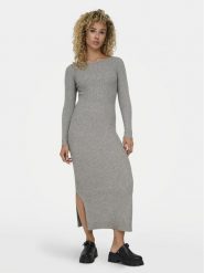 ONLY Sukienka dzianinowa Katia 15324649 Szary Slim Fit. Szare sukienki damskie Only, xl, bez wzorów, z dzianiny, bez kołnierzyka, bez ramiączek. Za 99.99 zł.