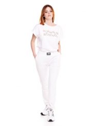 Złote i srebrne spodnie dresowe damskie. Białe spodnie sportowe damskie LEONE 1947 APPAREL, l, z dresówki, na fitness i siłownię. Za 126.26 zł.