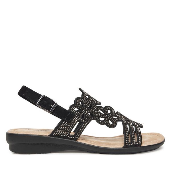 Sandały Clara Barson. Czarne sandały damskie Clara Barson, bez wzorów, bez obcasa, na płaskiej podeszwie. Za 99.99 zł.