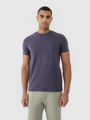 4F T-shirt regular gładki męski - szary S. Szare t-shirty męskie 4f, m, bez wzorów, z bawełny, bez kołnierzyka. Za 59.99 zł.