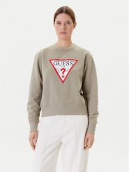 Guess Bluza W2YQ16 KBA11 Khaki Regular Fit. Brązowe bluzy bez kaptura damskie Guess, s, z bawełny. Za 199.99 zł.