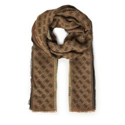 Szal Guess. Brązowe szaliki i kominy damskie Guess, z aplikacjami. Za 329.99 zł.