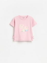 T-shirt Świnka Peppa - brudny róż. Czerwone koszulki dziewczęce Reserved, m, bez wzorów, z bawełny, bez ramiączek. Za 39.99 zł.