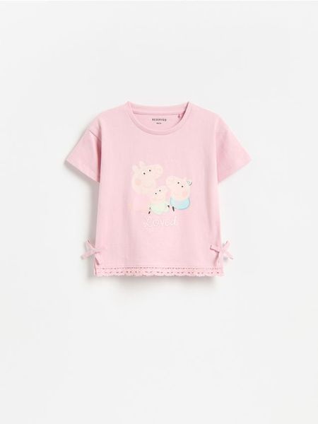 T-shirt Świnka Peppa - brudny róż. Czerwone koszulki dziewczęce Reserved, m, bez wzorów, z bawełny, bez ramiączek. Za 39.99 zł.