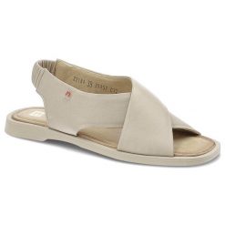 Beżowe Sandały Nessi Wygodne Skórzane Buty. Brązowe sandały damskie Nessi, bez wzorów, ze skóry, bez obcasa, na obcasie. Za 225.00 zł.