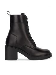 Gino Rossi Botki FERGIE-27851PE Czarny. Czarne botki damskie Gino Rossi, ze skóry, bez obcasa, na słupku, bez zapięcia. Za 349.99 zł.