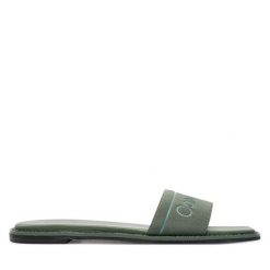 Klapki Calvin Klein. Zielone klapki damskie CALVIN KLEIN, bez wzorów, bez obcasa. Za 309.99 zł.