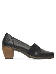 Rieker Półbuty 40911-00 Czarny. Czarne półbuty damskie Rieker, bez wzorów, ze skóry, bez obcasa, na obcasie. Za 319.99 zł.